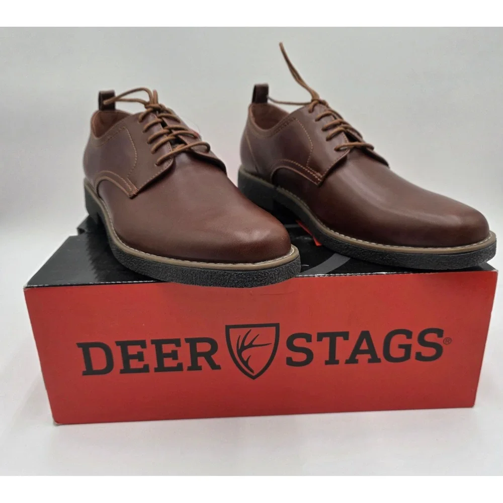 Deer Stags Highland Men's Oxford Dress Shoes Brown Memory Foam 10.5 M NEW